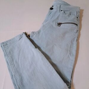 Victoria's Secret Light Blue Corduroy Capri Pants Zipper Ankle Size 4